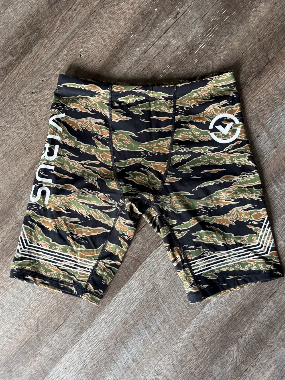 Virus Tigerstripe Camo Compression Shorts - Green, Black, Tan